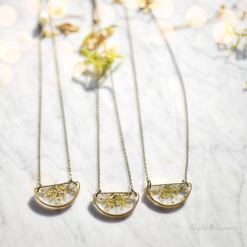 boho geometric pressed preserved. brass dainty minimalist jewellery botanical gold plated chain Mini pansy pendant necklace